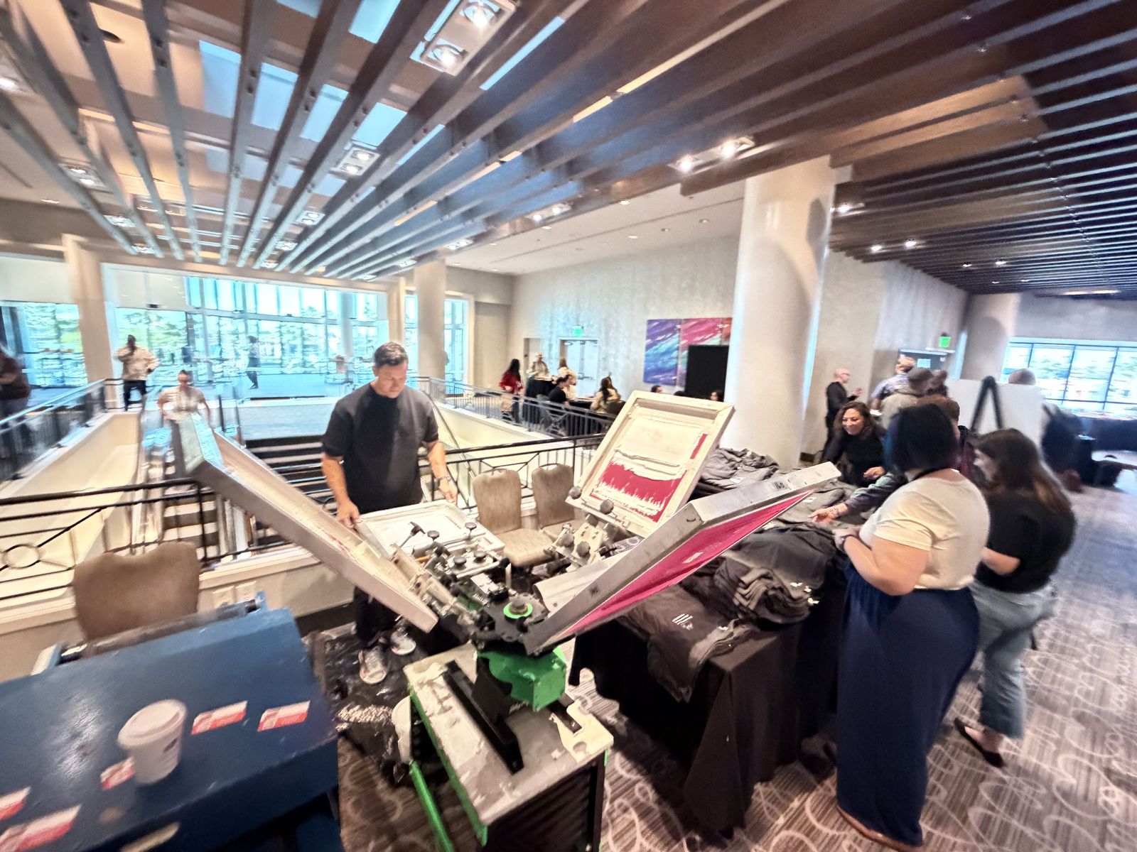Live merch printing at an Oklahoma City corporate conference
